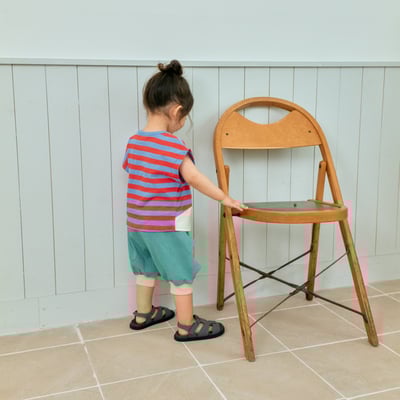 1st blue10｜(~93-118cm) 恐龍角六分褲6