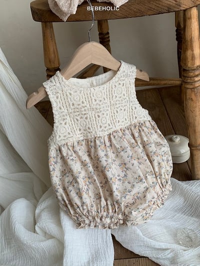 Bebe holic24｜(3m-18m) 拼色無袖連身服7