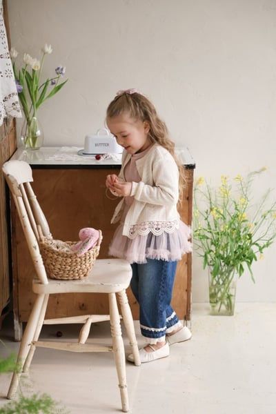 FLO54｜(75-140) 2色針織蕾絲滾邊開襟外套12