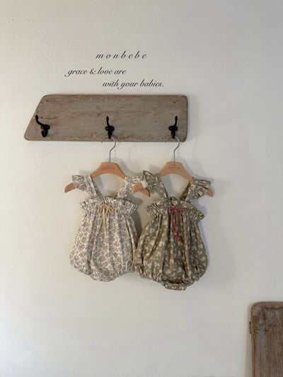 MONBEBE03｜(3m-24m) 春日碎花荷葉包屁衣4