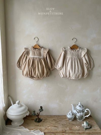 Monpetitbebe01｜(6m-18m) 碎花荷葉袖包屁衣9