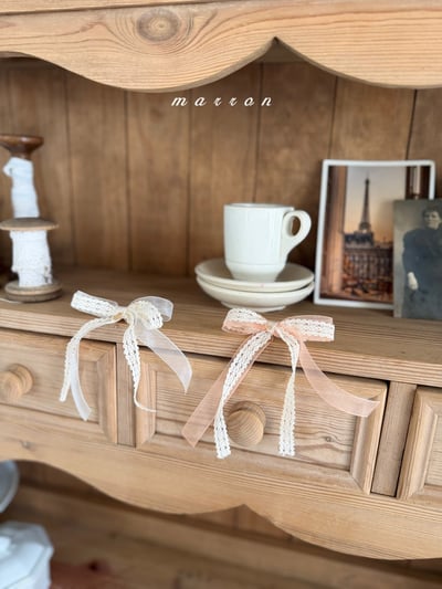 Marron36｜(Free) 蝴蝶結蕾絲髮夾1