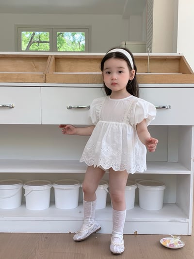 JE36｜(66-90cm) 泡泡袖花邊包屁衣2