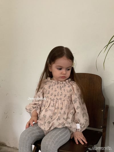 JE569｜(66-120cm) 抓皺碎花公主袖包屁衣/洋裝21