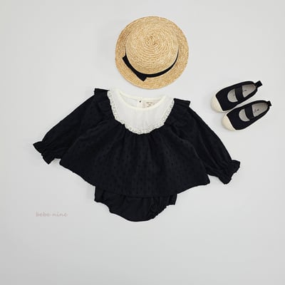 bebe nine19 (65-85) 2色蕾絲滾邊壓紋包屁套裝16