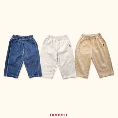 neneru15｜(70cm-125cm) 3色素面直筒牛仔褲/燈芯絨長褲2
