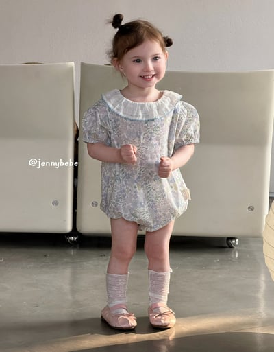 JE696｜(66-90cm) 藍色花卉包屁衣5