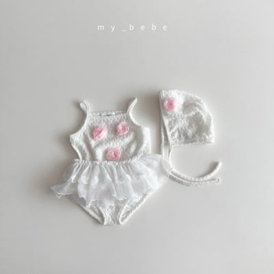 my_bebe11｜(75-105cm) 玫瑰花泳衣含帽子15