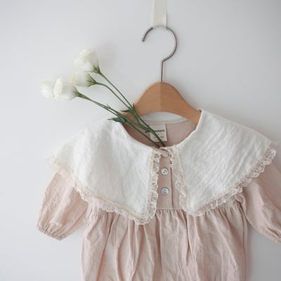 LEMONADE43｜(55cm-85cm) 3色蕾絲花邊翻領包屁衣含帽子23