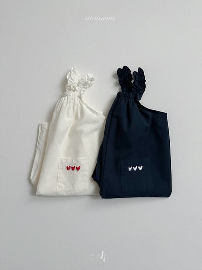 Atomeme03｜(70-110) 荷葉肩愛心口袋連身褲6