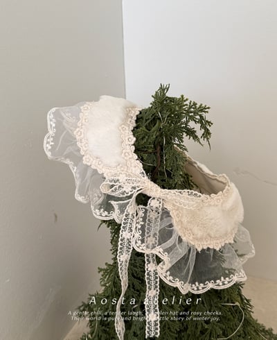 AOSTA37｜(6m-5y) 蕾絲荷葉花瓣綁帶領圍6