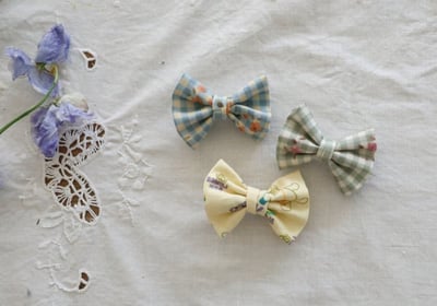 FLO03｜(free) 3色格紋蝴蝶結髮夾15