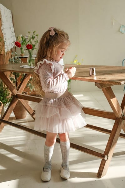 FLO40｜(75-140) 3色木耳捲邊碎花上衣2