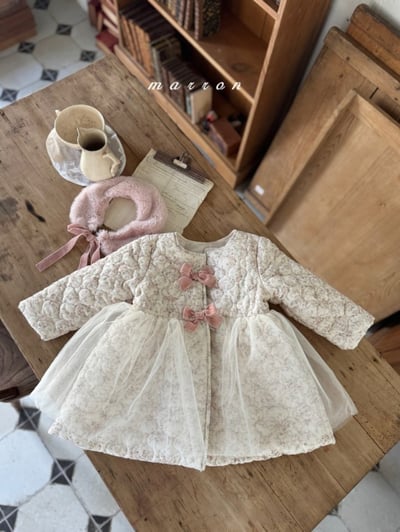 Marron 06｜(1y-6y) 法式玫瑰薄紗厚大衣外套(絎縫/刷毛)19