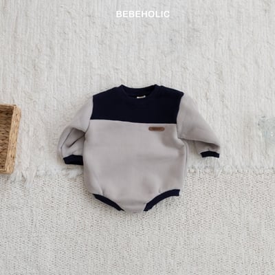 Bebe holic48｜(3m-18m) 拼接色內刷毛包屁衣14