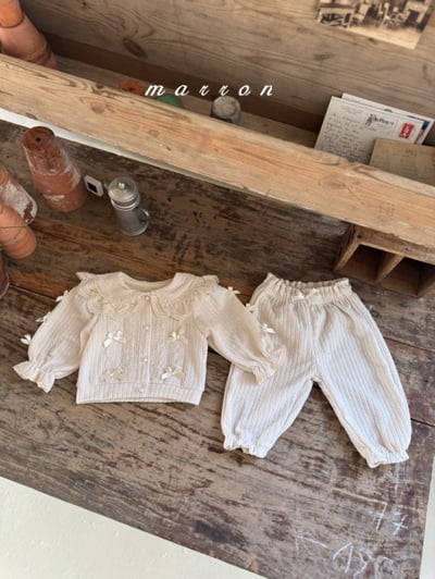 Marron04｜(1y-6y) 蝴蝶結珍珠針織開襟外套4