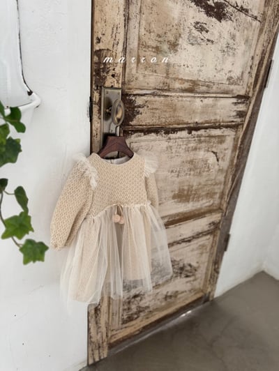 Marron 18｜(1y-6y) 花紋毛球薄紗洋裝10