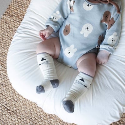 LEMONADE46｜(55cm-85cm) 2色小熊包屁衣長褲含帽子3