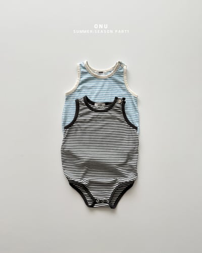 onu50｜(6m-12m) 條紋無袖包屁衣1