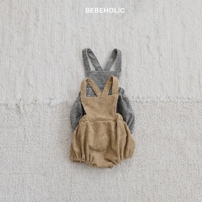 Bebe holic11｜(3m-18m) 燈芯絨花紋吊帶包屁衣8