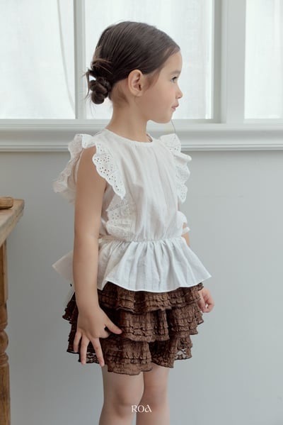 ROA19｜(6m-18m) 2色雕花荷葉袖綁帶背心9