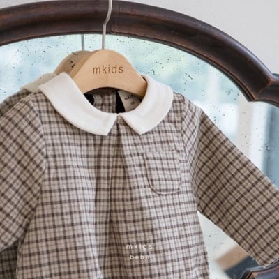 M-KIDS10｜(55-80cm) 2色口袋格紋圓領包屁衣13