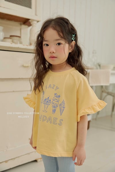 Melikey04｜(75-125cm) 冰淇淋印花荷葉袖上衣21