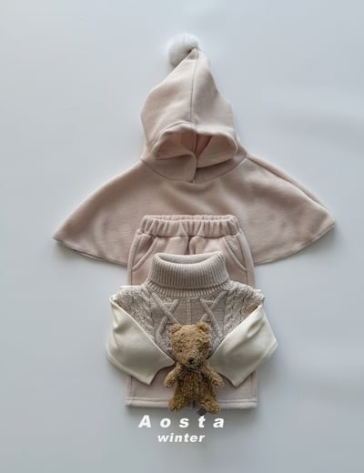AOSTA65｜(6m-5y) 毛球連帽斗篷24