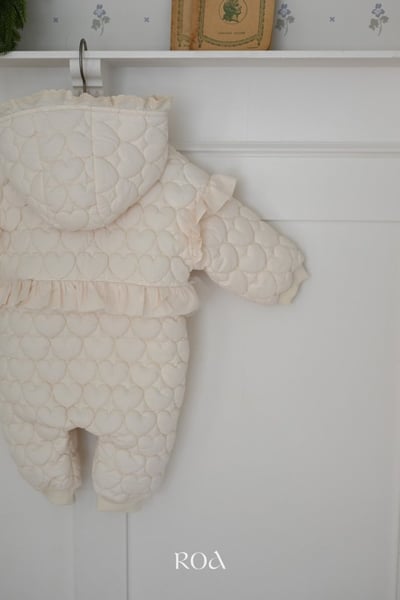 ROA44｜(6m-18m) 1色愛心絎縫夾層綿連帽連身衣3