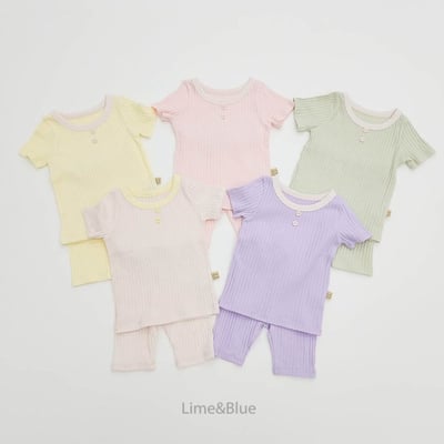 LIME&BLUE16｜(80-118cm)  鈕釦羅紋居家服2