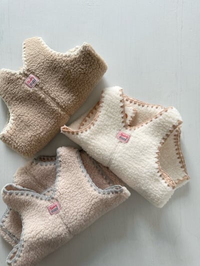 MONBEBE23｜(6m-4y) 滾邊刷毛吊帶褲11