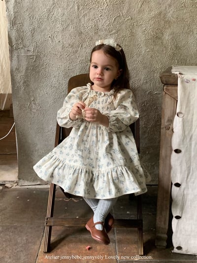 JE569｜(66-120cm) 抓皺碎花公主袖包屁衣/洋裝3