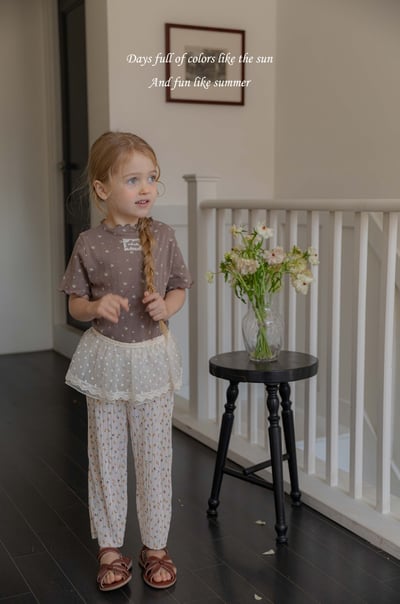 M-KIDS27｜(65-115cm) 捲邊蕾絲標上衣5