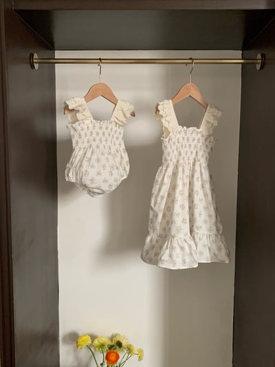 JE35｜(66-130cm) 抓皺碎花包屁衣/洋裝3