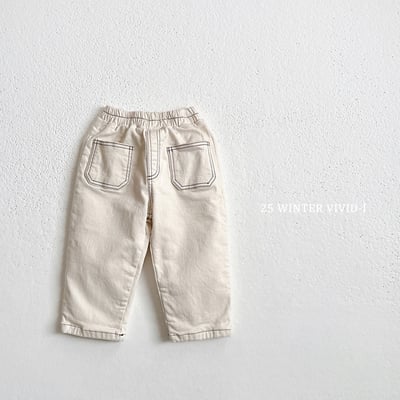 vivid33｜(78cm-125cm) 縫線滾邊口袋直筒褲3