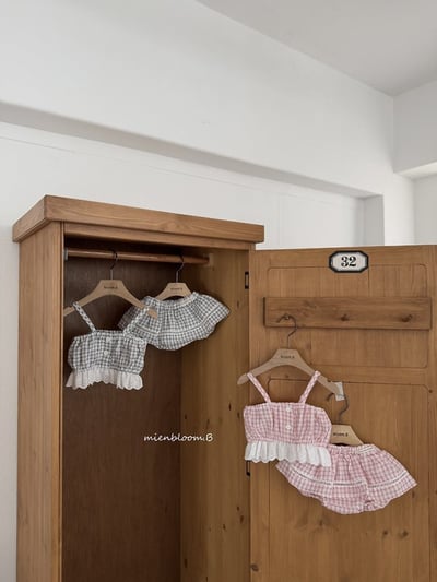 Bloom.b38｜(55cm-118cm) 格紋細肩短版背心12