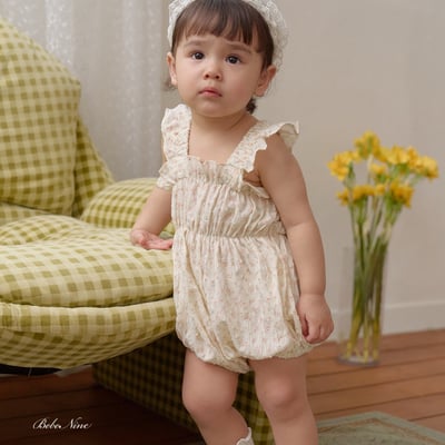 bebe nine39  (6m-24m) 2色荷葉吊帶包屁衣13