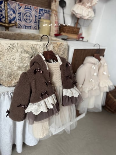 Marron 08｜(1y-6y) 蝴蝶緞帶薄紗裙擺磨毛外套19