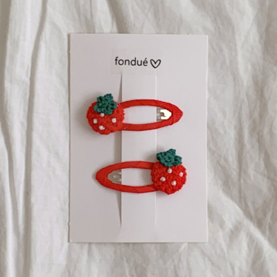Fondue 43｜(Free)  針織草莓髮夾3