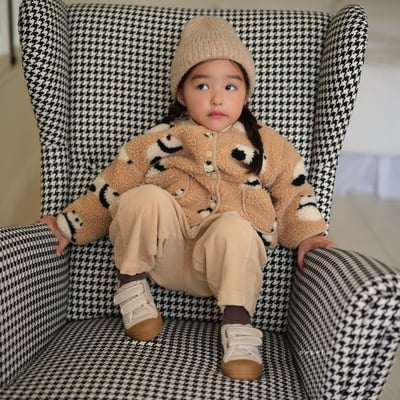 neneru27｜(70cm-125cm) 1色熊貓刷毛開襟外套3