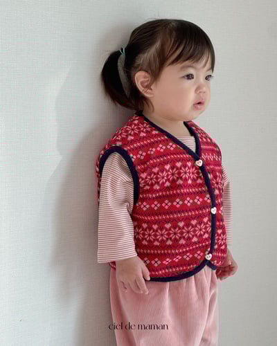 Cieldemaman10｜(6M~24M)  2色雪花針織背心含帽子12