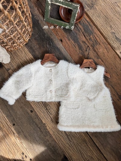 Marron 24｜(1y-6y) 羽毛珍珠開襟外套10