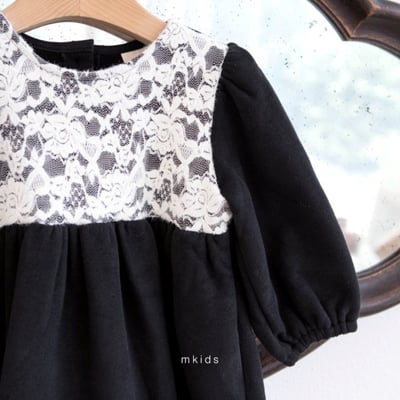 M-KIDS28｜(65-115cm) 2色蕾絲印花洋裝5