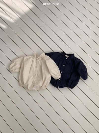 Bebe holic45｜(3m-18m) 壓紋褶皺領包屁衣13
