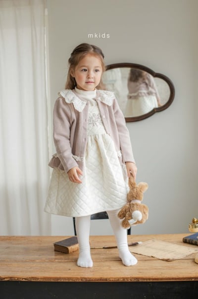 M-KIDS23｜(65-115cm) 2色絎縫蕾絲滾邊洋裝11