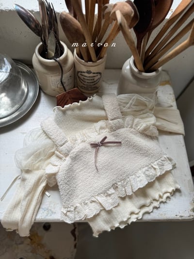 Marron 28｜(1y-6y) 蝴蝶結刷毛肩帶短版背心7