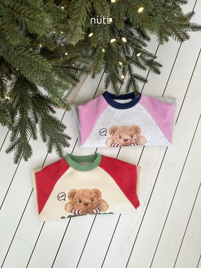 Nutt01｜(3m-16m) 小熊印花撞色休閒連身衣含帽子2