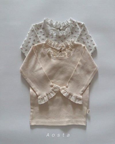 AOSTA43｜(6m-5y) 蕾絲滾邊碎花上衣1