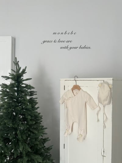 MONBEBE15｜(0m-6m) 新生兒綁帶排扣連身衣5