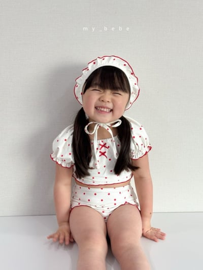 my_bebe04｜(75-105cm) 抓皺比基尼泳衣含泳帽7